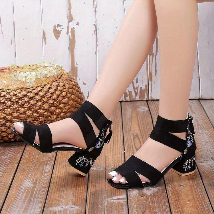 Chunky Heel Sandals Pu Rubber Ankle-Strap Buckle Mid Heel(3-5cm) Open Toe