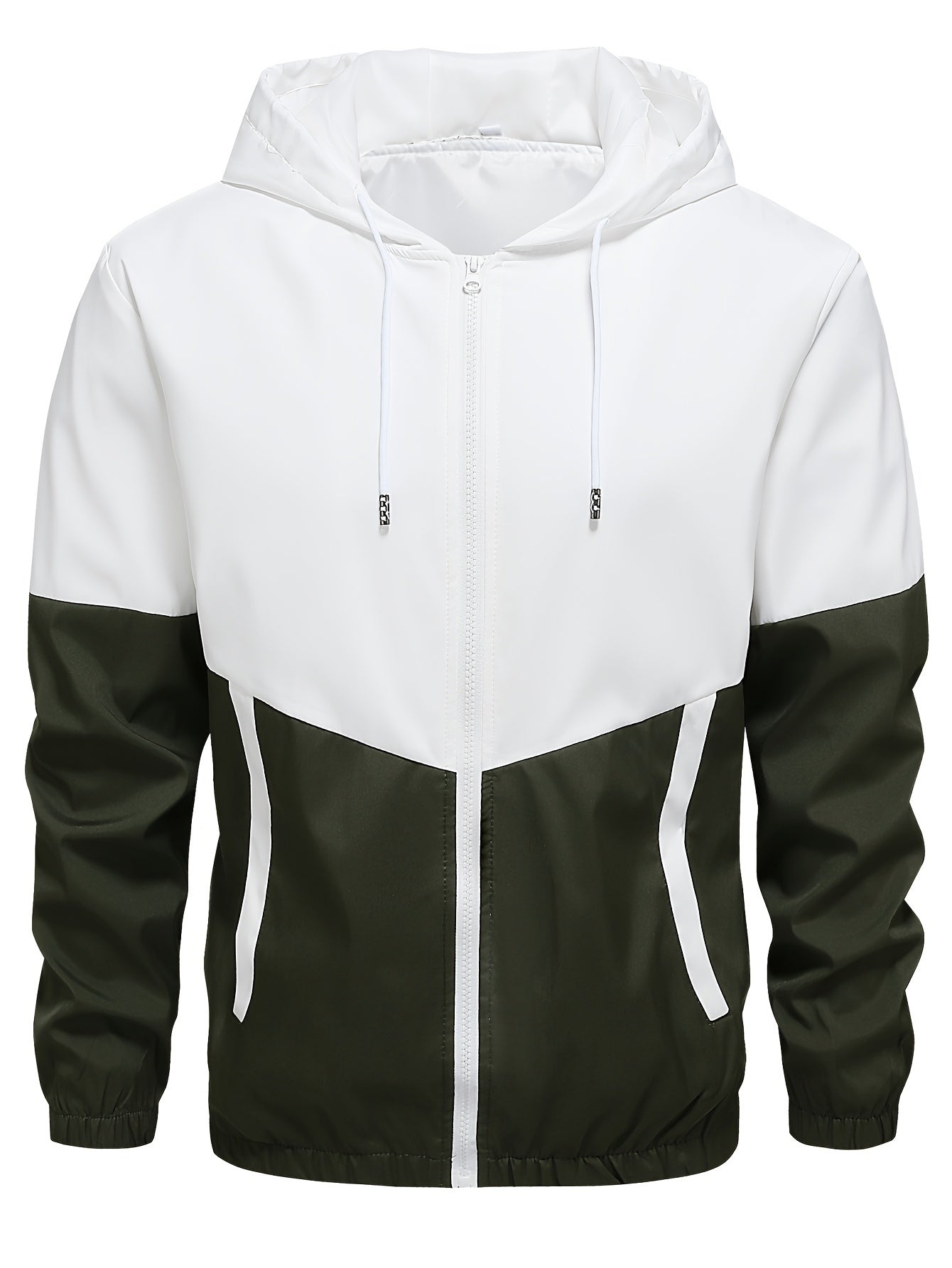 Men's Casual Sports Set, Spring/Autumn Hooded Jacket And Pants, 2-Piece Stylish Athletic Suit, Youth Fashion Trend, Color Block Design