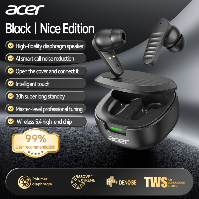 30 ժամյա անլար ականջակալներ Acer OHR503 Mini Sport անլար ականջակալներ | Անլար ստերեո, երկար 30 ժամյա սպասման ռեժիմ, աղմուկի մարում, հարմարավետ կրելու համար | Համընդհանուր չափս, վերջին մոդել, հպումային կառավարում