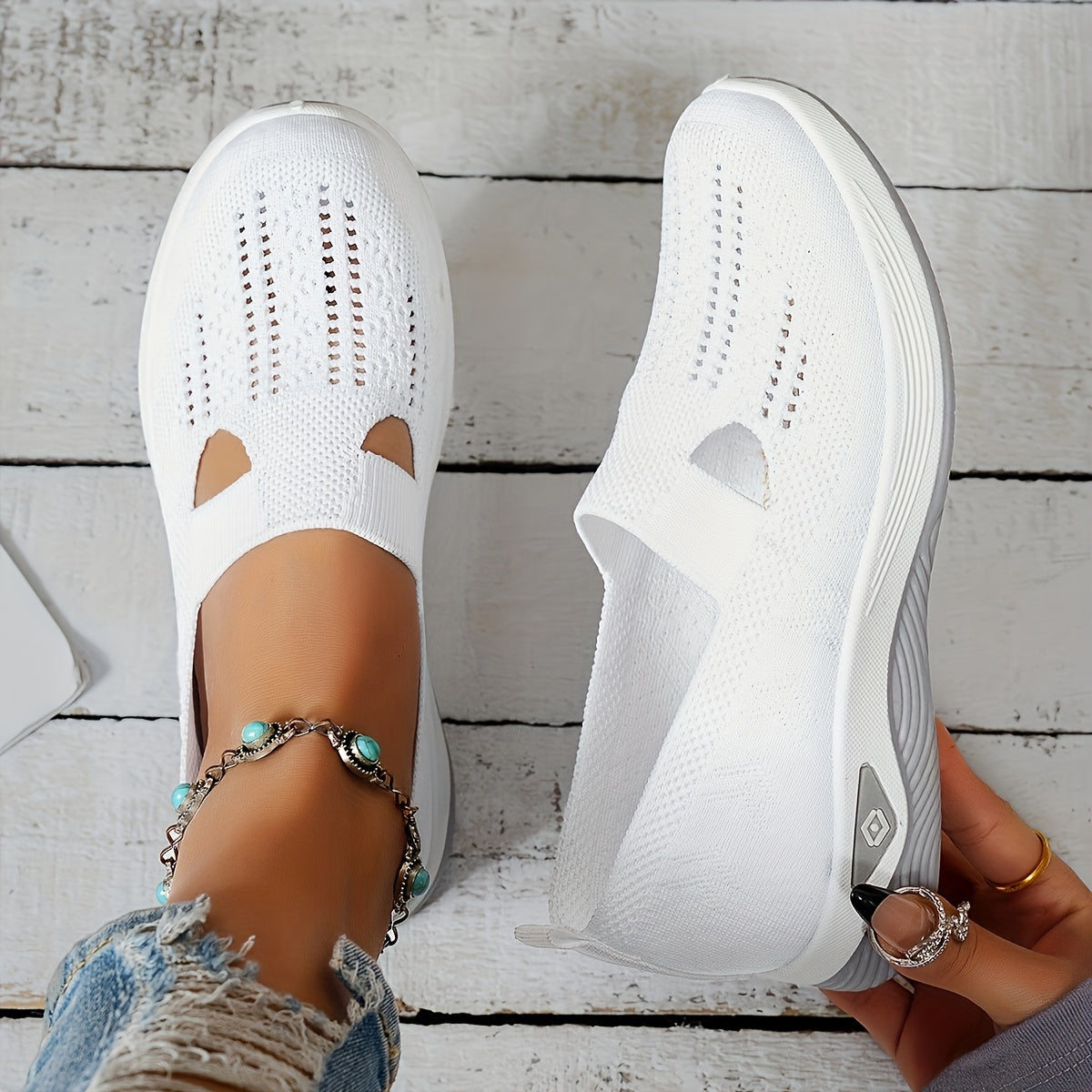 MZMQS Women's Breathable Mesh Slip-On Sneakers - Lightweight & Comfortable Walking Shoes with Rubber Sole and Fabric Insole - Versatile All-Season Footwear in Multiple Colors - Hand Washable, MZMQS