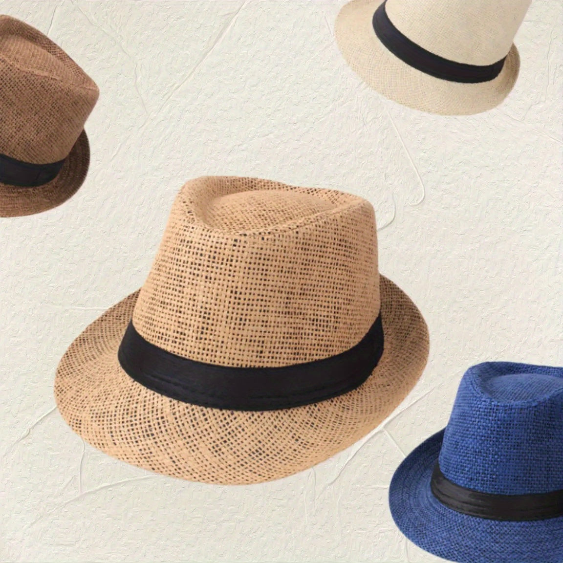 8pcs Set Hat Unisex Straw Sunshade Breathable Sun Hat Bucket Hat Casual Top Hat Summer Hat