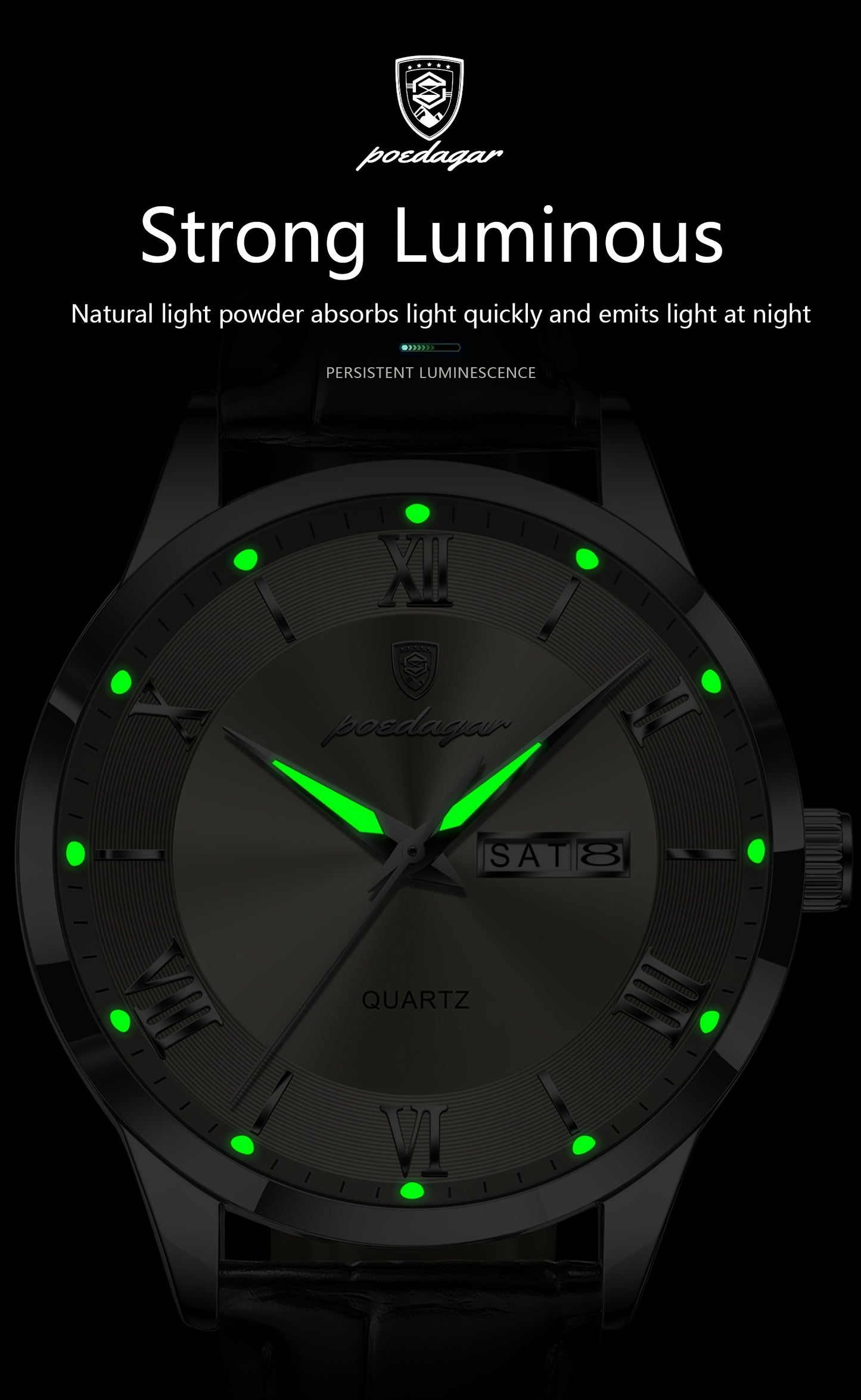 Luxury Leather Strap Men's Watch Waterproof Luminous Calendar Week Wristwatch Simple Business Fashion Sports Men's Watch