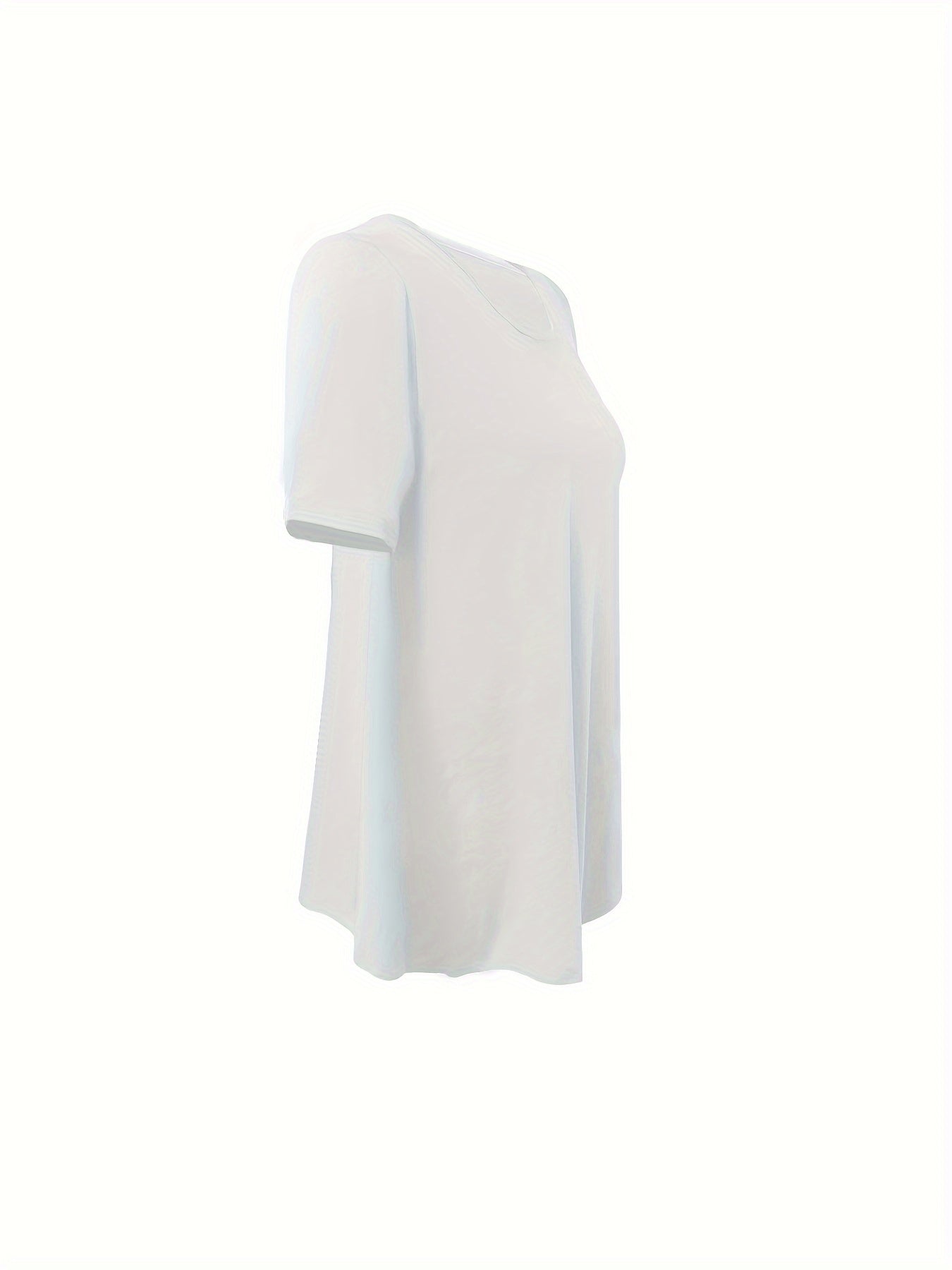 Asymmetrical Hem Crew Neck T-shirt, Short Sleeve Casual Top For Summer & Spring, Women's Clothing