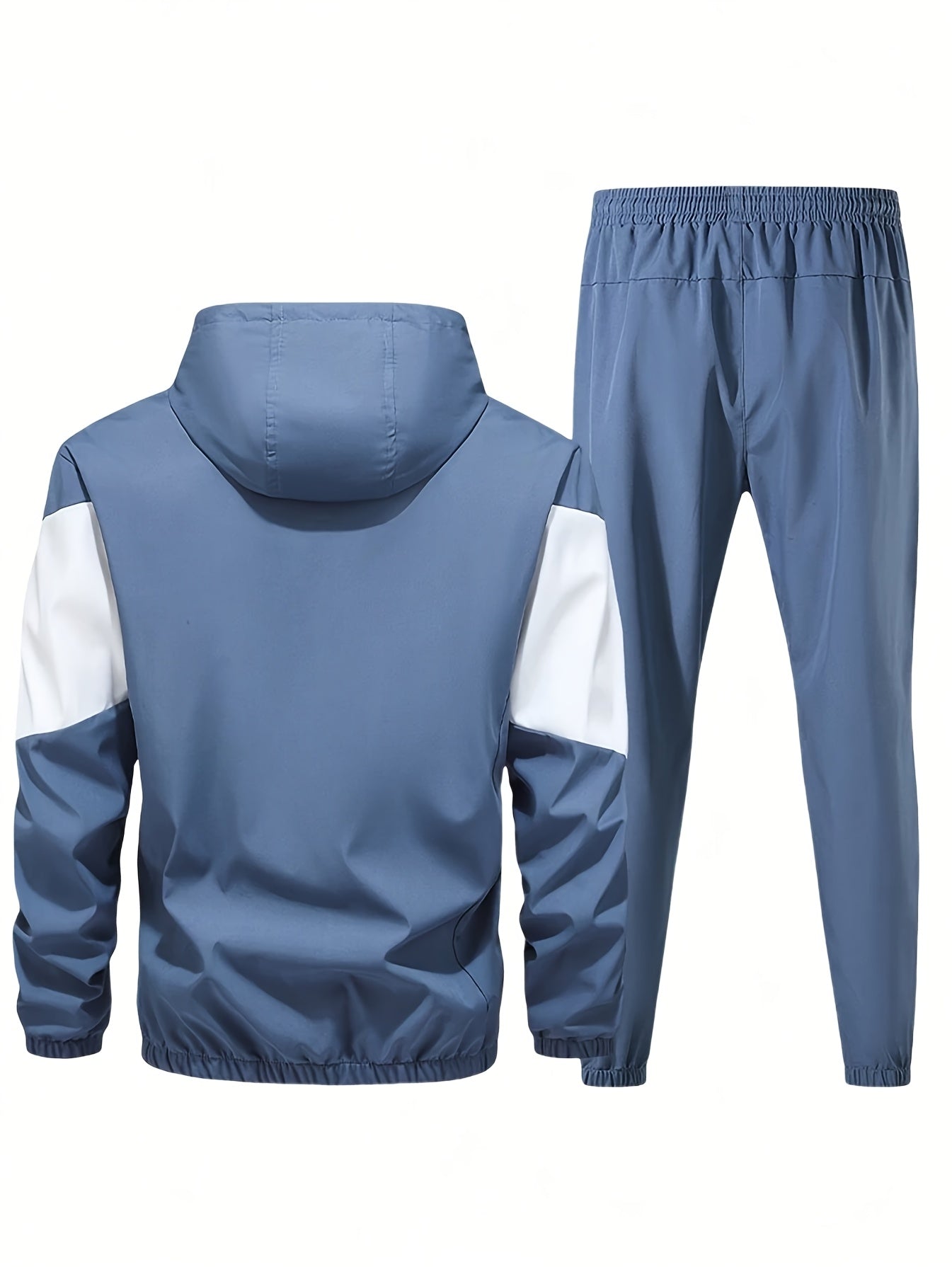 Men'S Casual 2pcs Sports Suit Unisex Couple All-Season Spring/Autumn Color Block Tracksuit with Hooded Cardigan, Zippered Jacket, Long Sleeve Coat, Joggers, Gym, Running, Outdoor Outfit, Elastic Pants, Hoodie, Top, Pants, Two