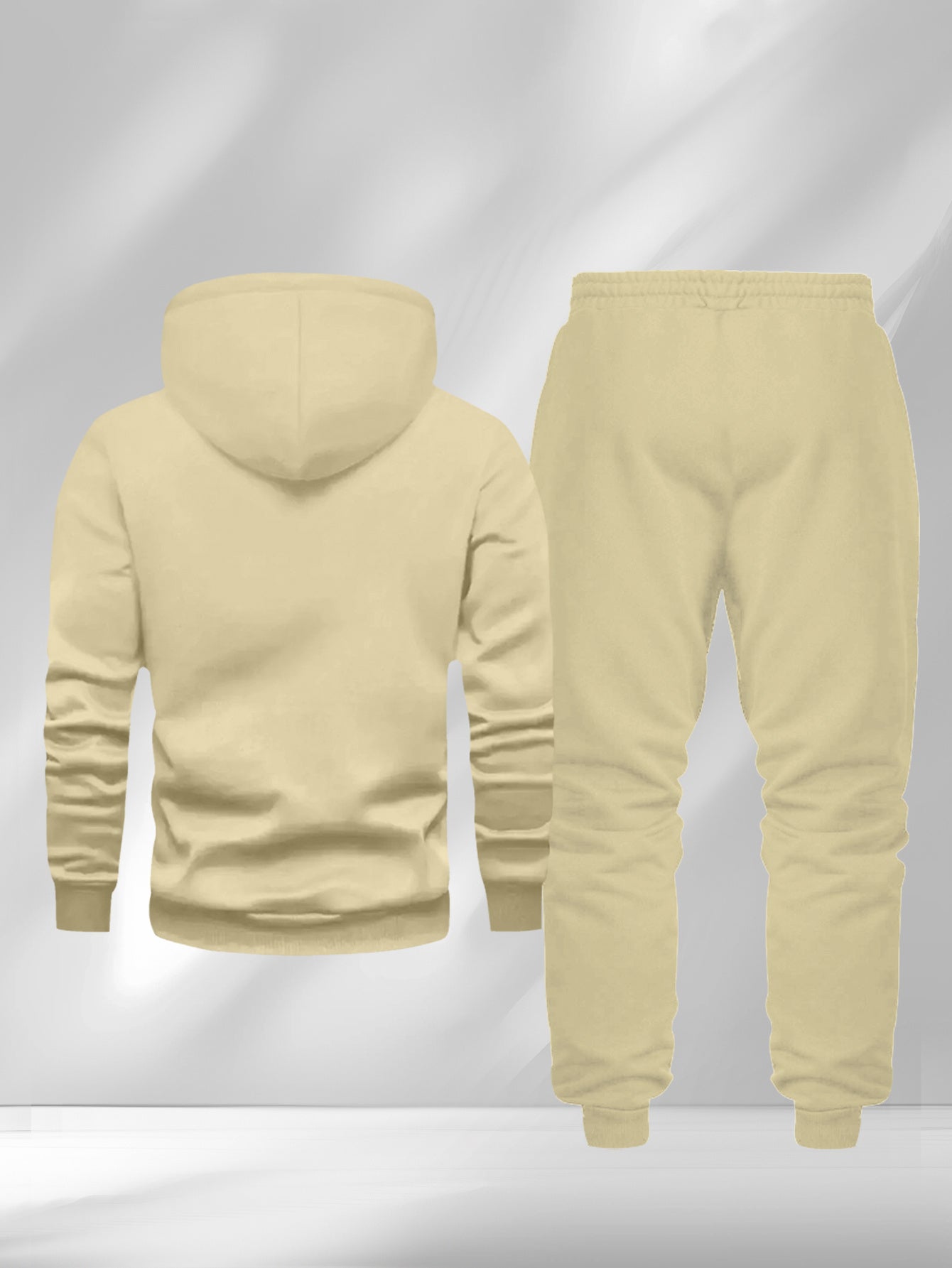 New Autumn and Winter Men's Fleece-Lined Hooded Sweatshirt Set with Print, Long-Sleeve Hoodie and Drawstring Pants for Couples