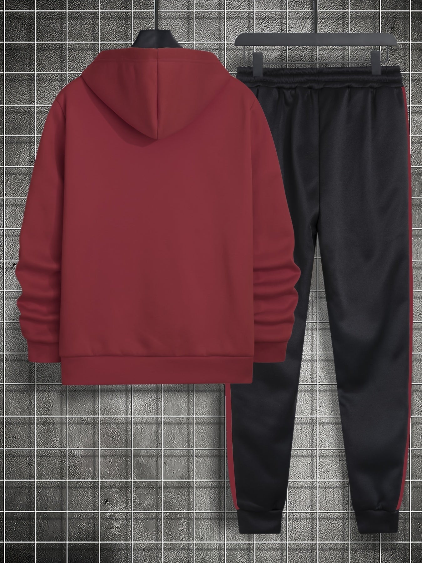 Classic Men's Athletic 2Pcs Tracksuit Set Casual Full-Zip Sweatsuits Long Sleeve Hoodie And Jogging Pants Set For Gym Workout Running