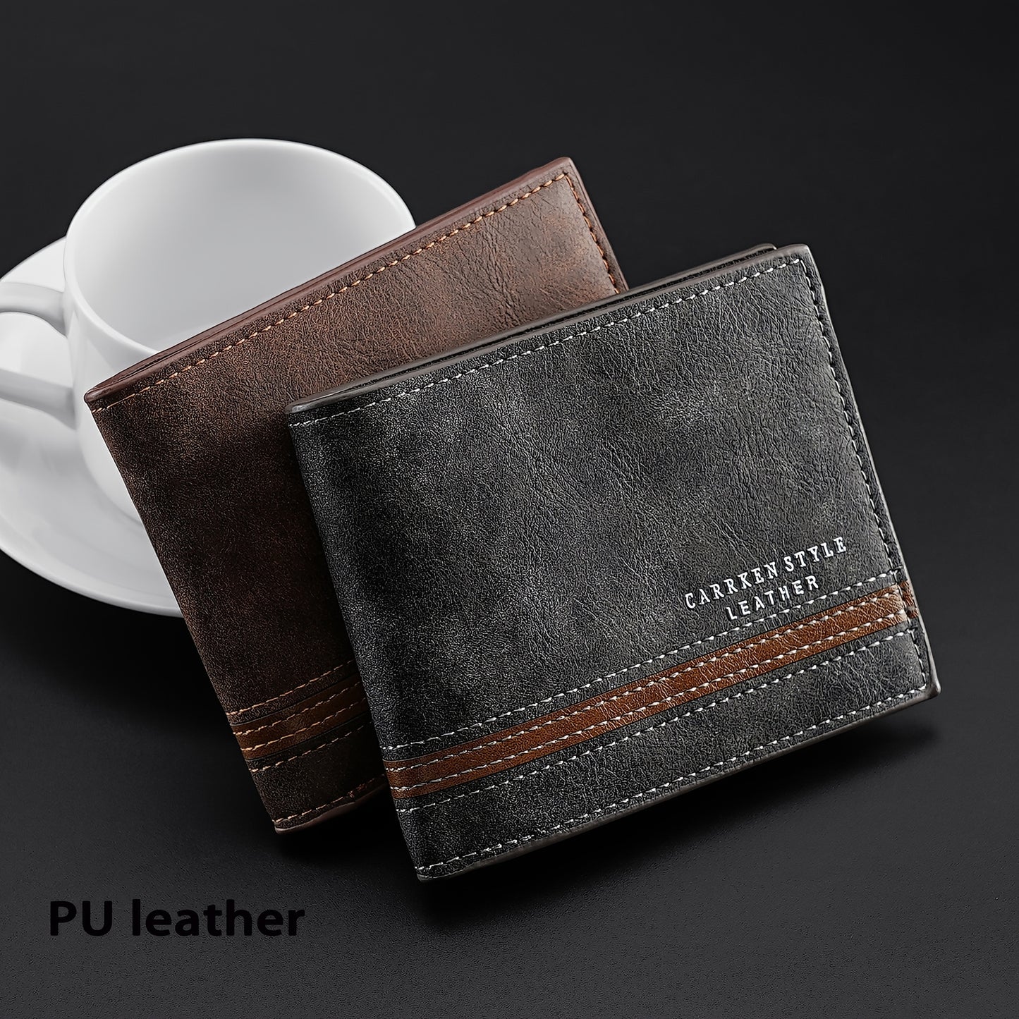 1pc Men's Short Wallet, Fashion Horizontal Multi-card Slots Zipper Coin Purse