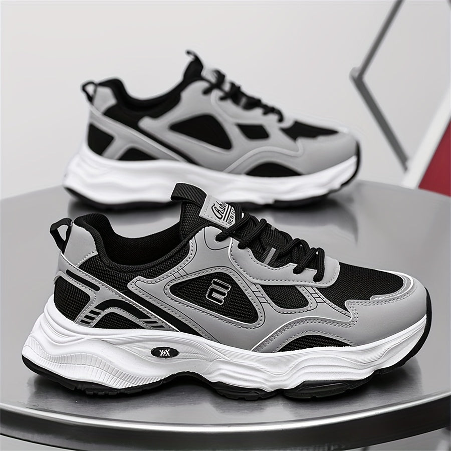 Men'S 2025 New Fashionable Low-Top Sneakers with Thick Sole - Non-Slip, Outdoor Casual Shoes for Teenagers and Young Adults, White and Golden Accents, All-Season Comfort, Casual Footwear | Modern Sneaker Design | Rubber Base