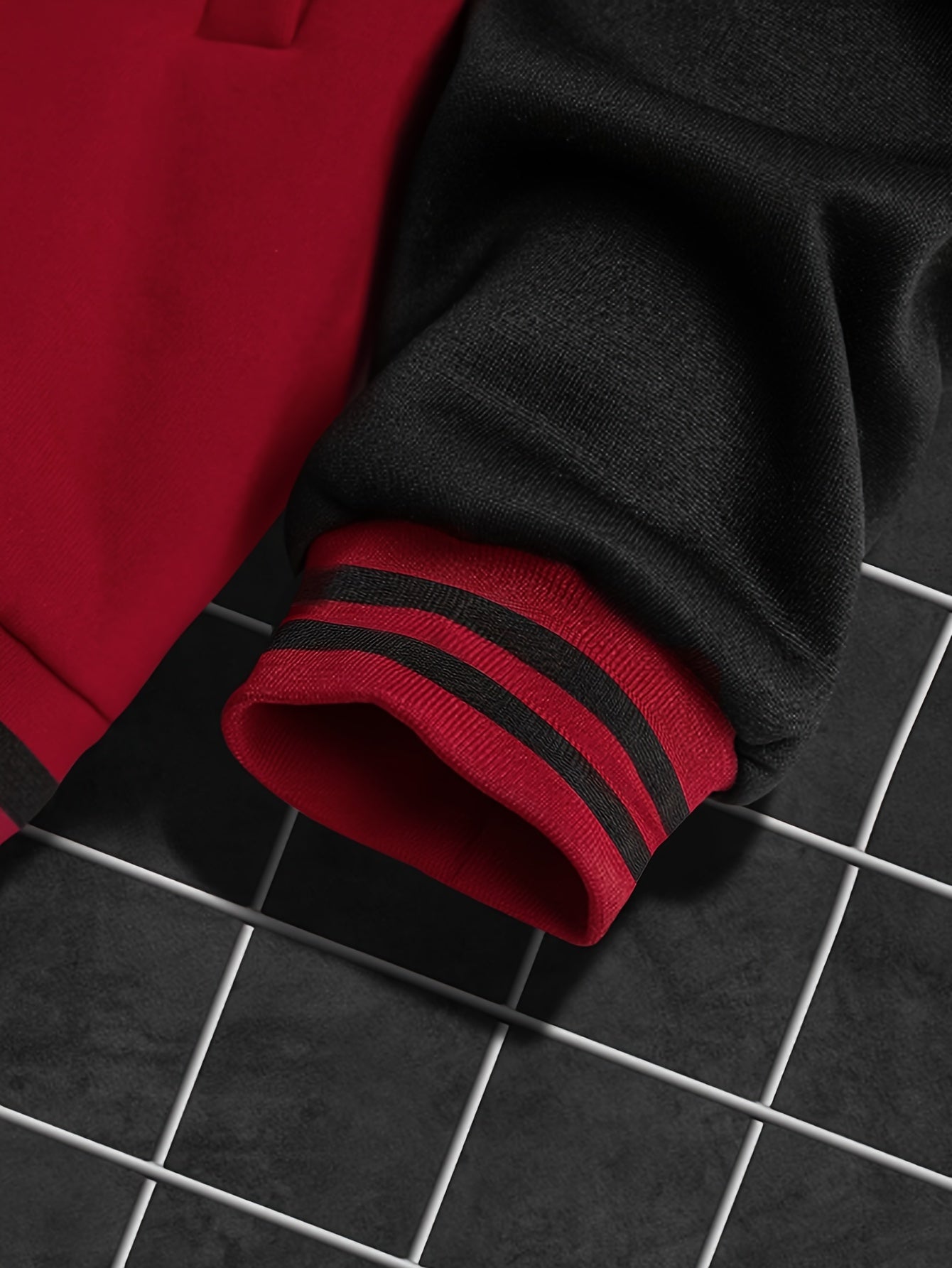 Athleisure Essential, Men's Casual 69pcs Set: Color Block Varsity Jacket & Joggers with A-69 Print - Polyester, Baseball Collar, Pockets - Perfect for Fall/Winter