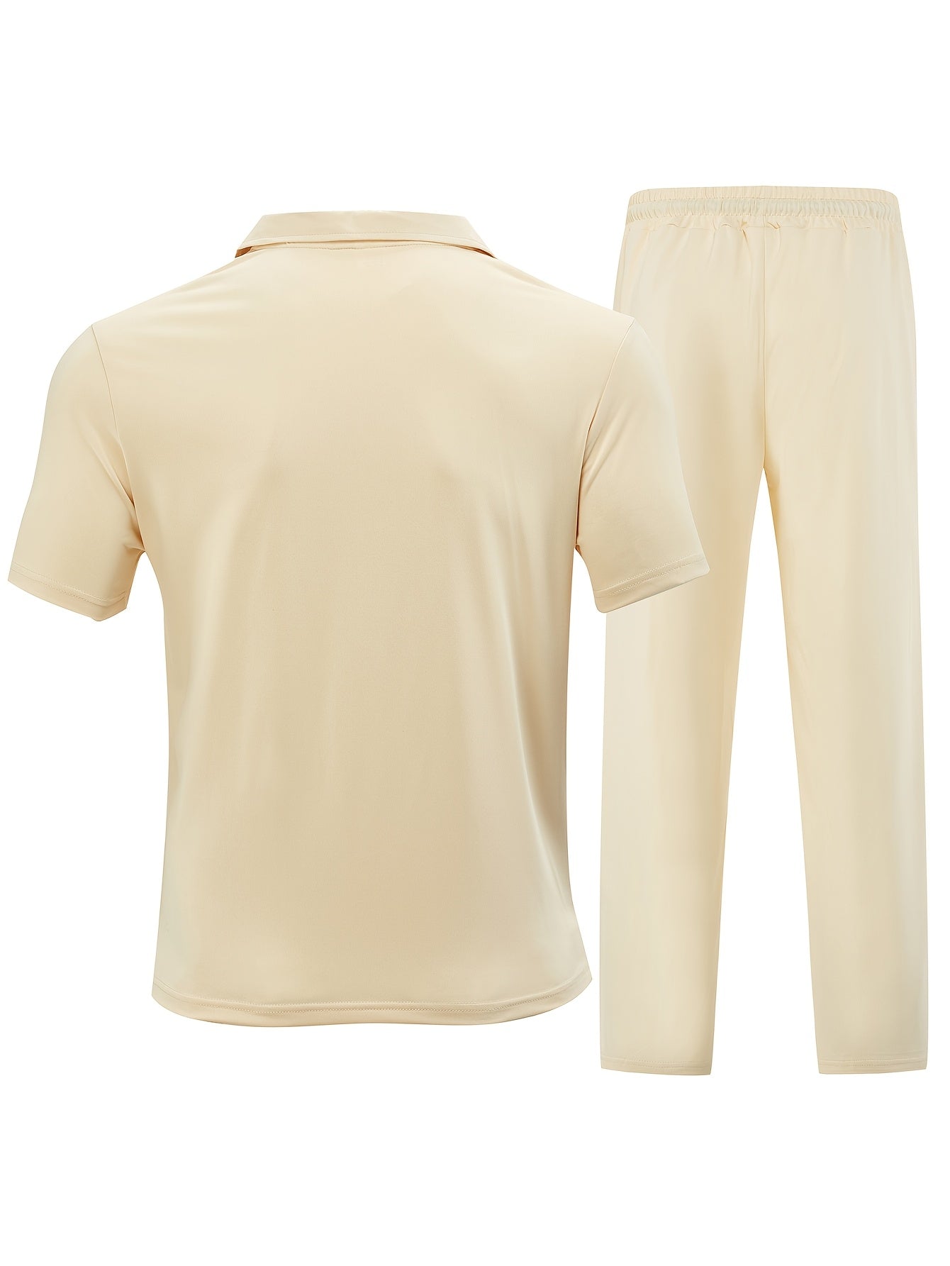 New Spring Fashion Casual Polo Shirt Zipper Men'S Casual Sports Long Pants Short Sleeve Two-Piece Set