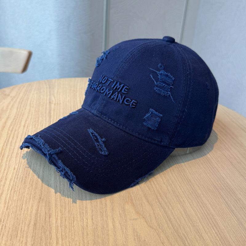New Distressed Washed Baseball Cap for Women with Three-dimensional Letter Embroidery, Designed to Make You Look Smaller, Featuring a Trendy Street Style for Both Men And Women.