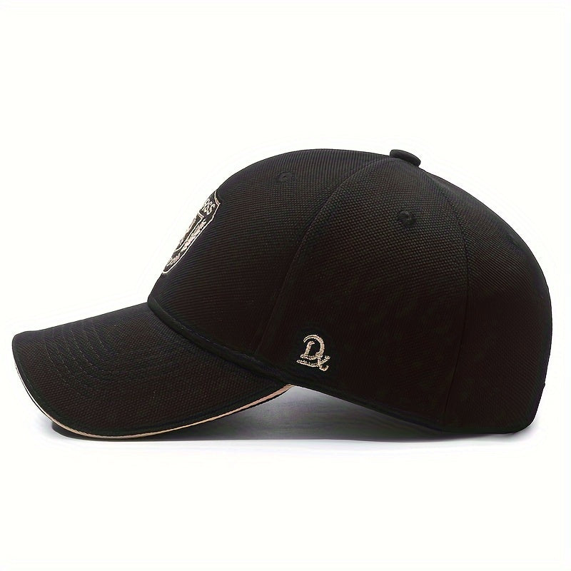Unisex Baseball Cap with R Letter, Versatile Design, Wide-Brimmed Sun Hat with Badge for Large Head Sizes.