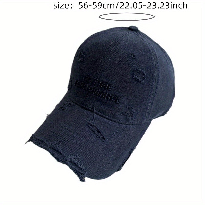 2025 Spring-Summer New Embroidered Letter Distressed Baseball Cap Unisex Versatile Sun Hat for Men and Women