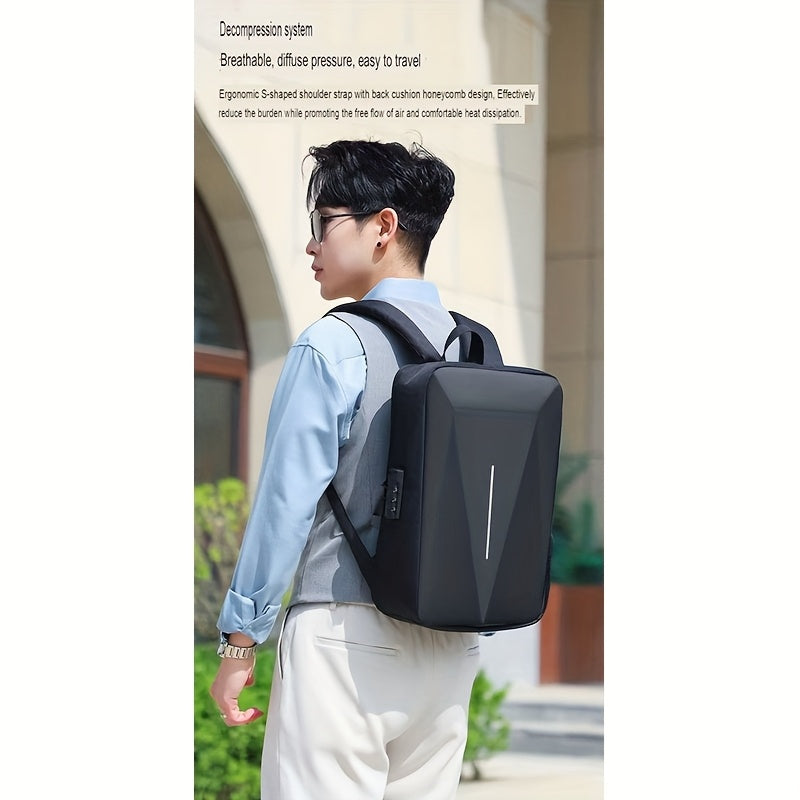 Durable Build, Business Style Laptop Backpack with Anti-Theft Design, Adjustable Shoulder Straps, Multiple Compartments, Zipper Closure & PVC Lining - Black, Secure Laptop Storage | Sleek Backpack Design | Sturdy Zipper Closu