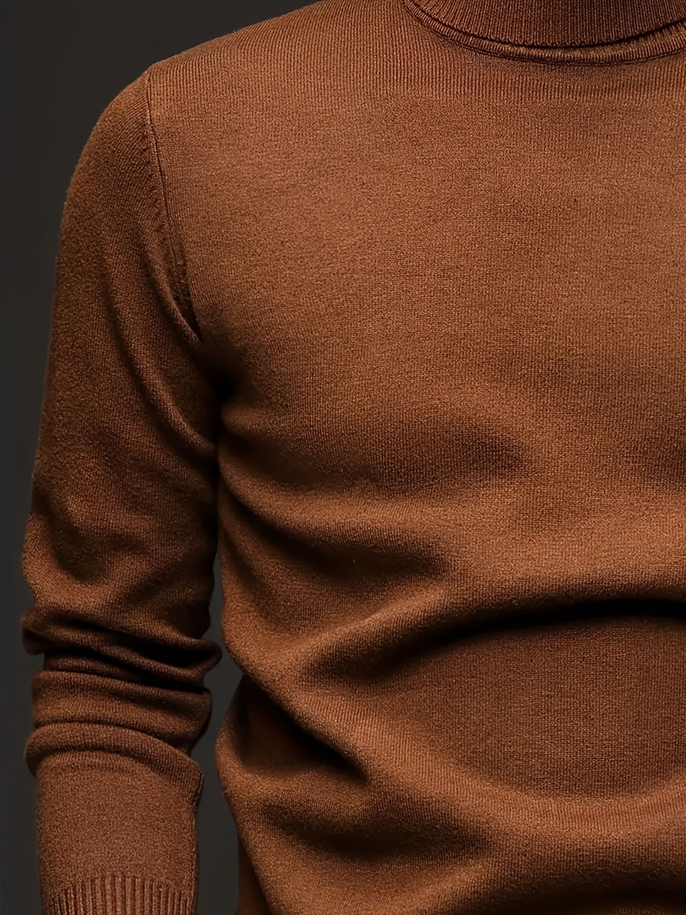 Men's Sleek Light Blue Turtleneck Sweater - Casual Knit Pullover with Ribbed Cuffs, Long Sleeves for Fall/Winter, Soft Viscose Blend