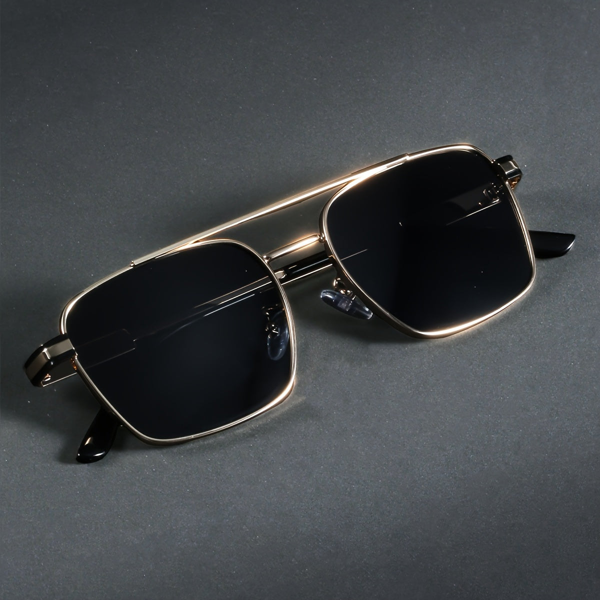 1pc Men'S Full-Rim Pilot Glasses - Stylish Black Frame with Chrome Accents, Polycarbonate Lenses, Perfect for Casual & Business Attire, Everyday Fashion Glasses | Pilot Style | Durable Glasses