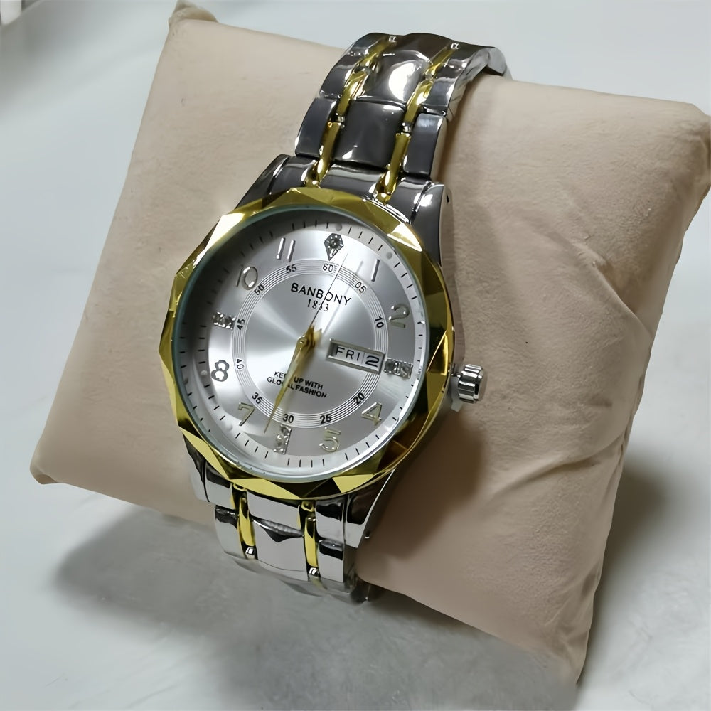 Multi Functional Watche Suitable for Both Women and Men/Calendar Date Display Rhinestone Decoration/Luminous/Stainless Steel Strap-Ideal Gift for Birthdays, Holidays, Anniversaries, Family, Friends-Suitable for Daily Wear, Pa