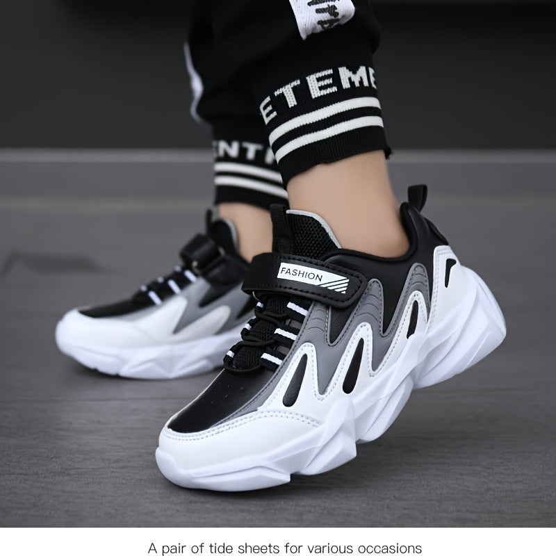 2025 New Boys' Sneakers - Breathable Quick-Dry Synthetic, Durable Low-Top Lace-Up Shoes with Closure, Stylish Striped Design for Outdoor, Running & Casual Wear, All-Season Comfort, Shoes for Girls, Running Footwear, Modern Sn