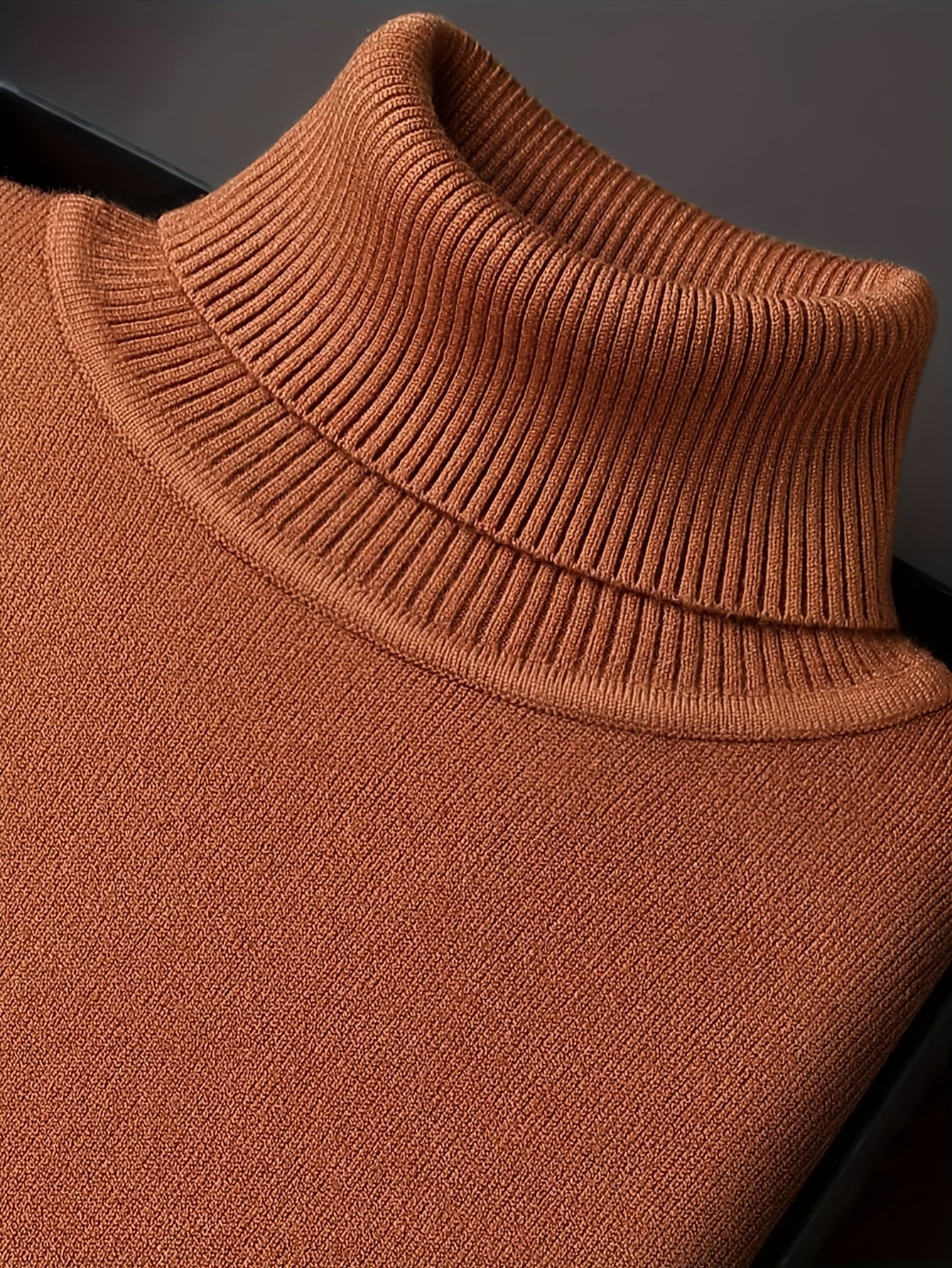 Men's Sleek Light Blue Turtleneck Sweater - Casual Knit Pullover with Ribbed Cuffs, Long Sleeves for Fall/Winter, Soft Viscose Blend