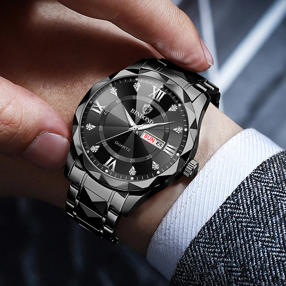 Men'S Casual Business Waterproof Date Quartz Watch with Luminous Hands and Dial - Stainless Steel Band, IP67 Rating, Date Display, Casual Business Watch | Minimalist Watch | Quartz Movement