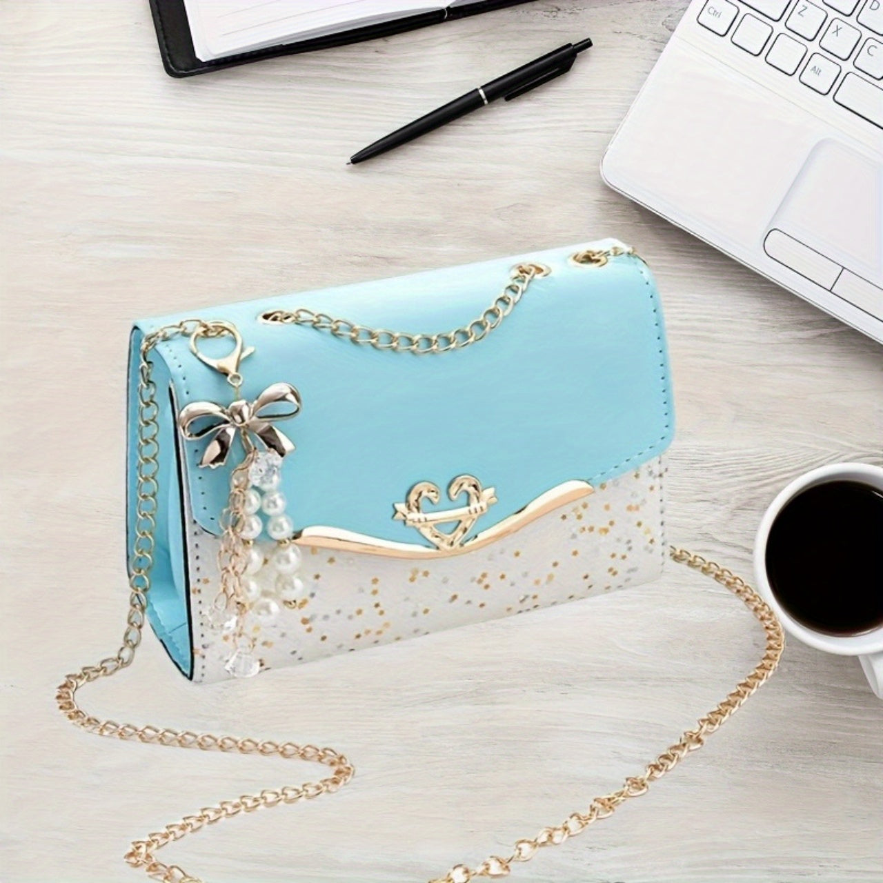 1pc Fashionable Women's flip chain tassel pendant decorative shoulder bag, portable shopping handbag is the best gift for family, loved ones, friends, classmates and oneself, square bread 1-4pcs shoulder bag