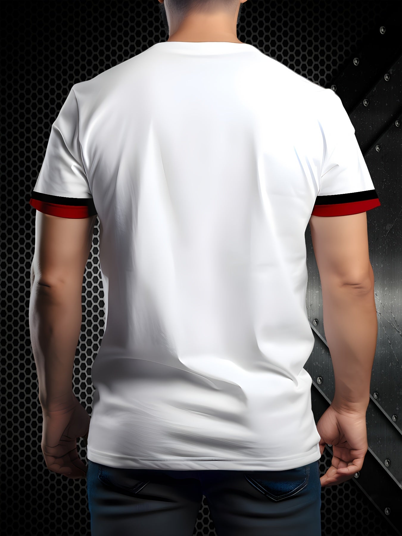 Men'S Casual Breathable T-Shirt - "Freedom" Graphic with Red & Black Stripes, Regular Fit Short Sleeve Tee for Outdoor Leisure, Comfortable Fabric, Casual Wear | Bold Graphic Tee | Comfortable Fit