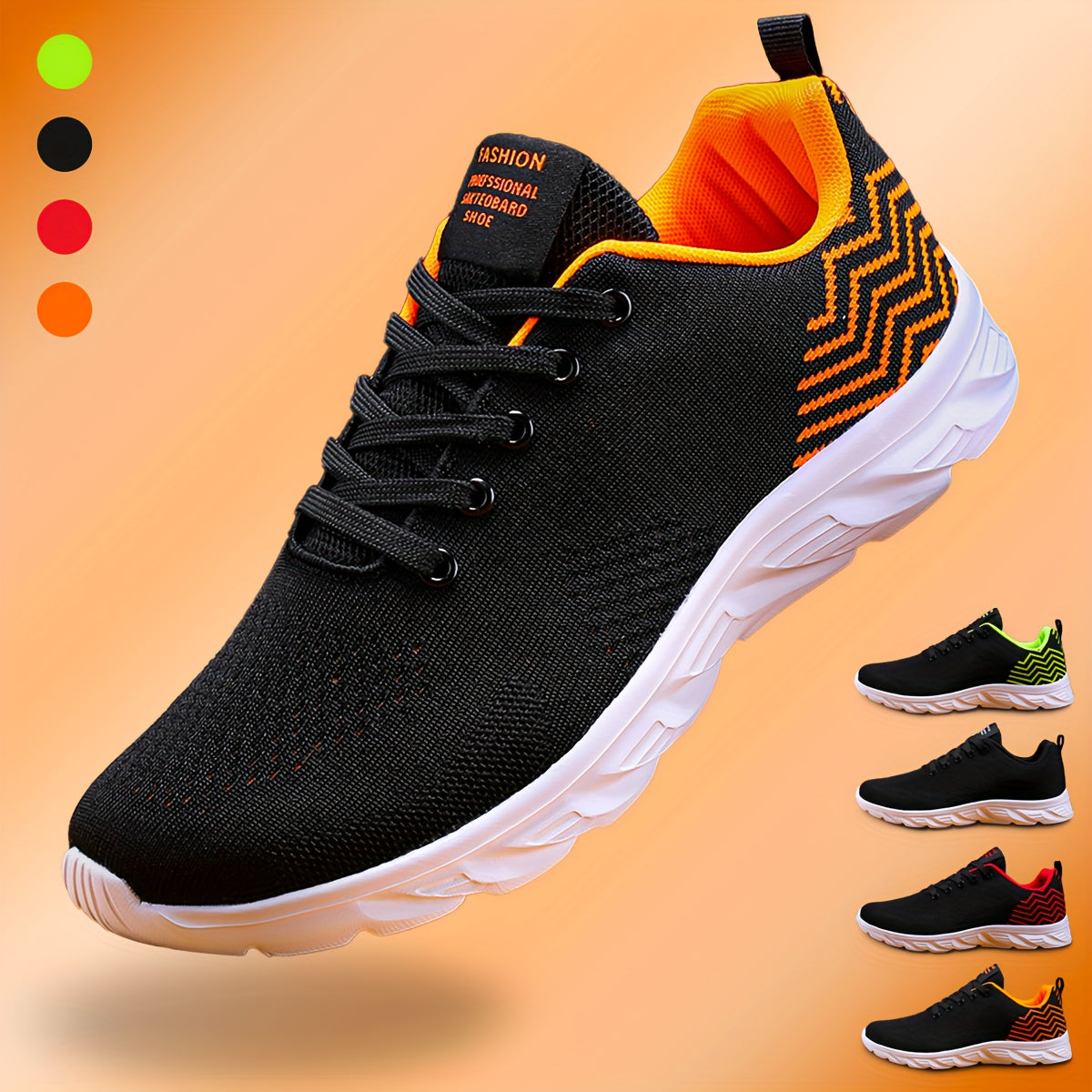 Men's Knitted Breathable Running Shoes, Lightweight Non-Slip Soft Sole, Comfortable for Outdoor Walking, Jogging, Fitness, Daily Activities, EVA Sole, Fabric Upper, Low-Top, Lace-Up Closure, Striped Pattern, All-Season Fashio