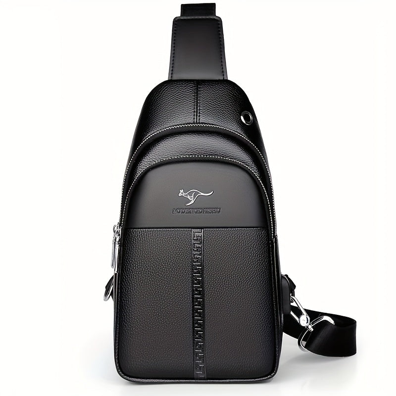 Men's Chest Bag Crossbody Shoulder Bag Small Fanny Pack Fashion Casual PU Leather Men's Satchel