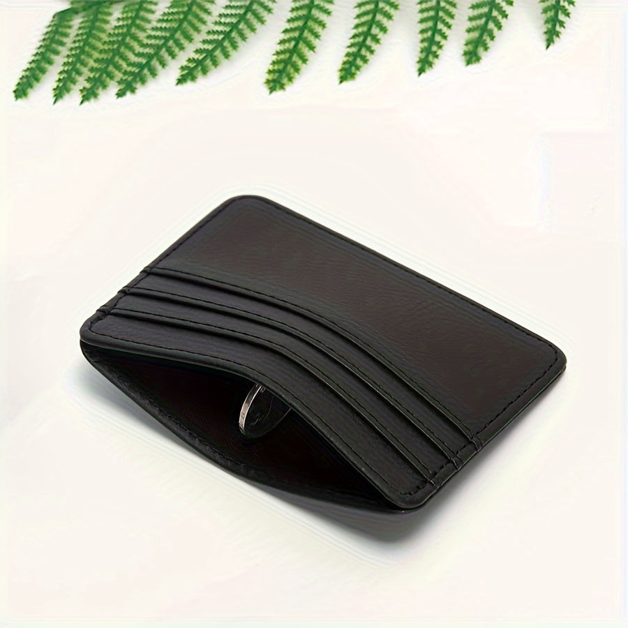 1pc Sleek Black Faux Leather Card Holder - Ultra-Slim, Multi-Slot Design, Compact Wallet with Secure Snap Closure for Everyday Use
