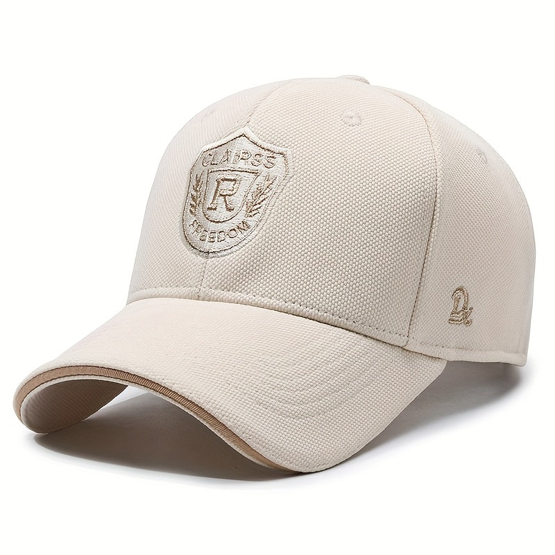 1pc CLAIRS R Embroidered Baseball Cap - Adjustable Lightweight Curved Brim Hat for Men & Women, Black with Golden Logo, Casual Outdoor Wear, Outdoor Headwear|Stylish Baseball Cap|Lightweight Ha
