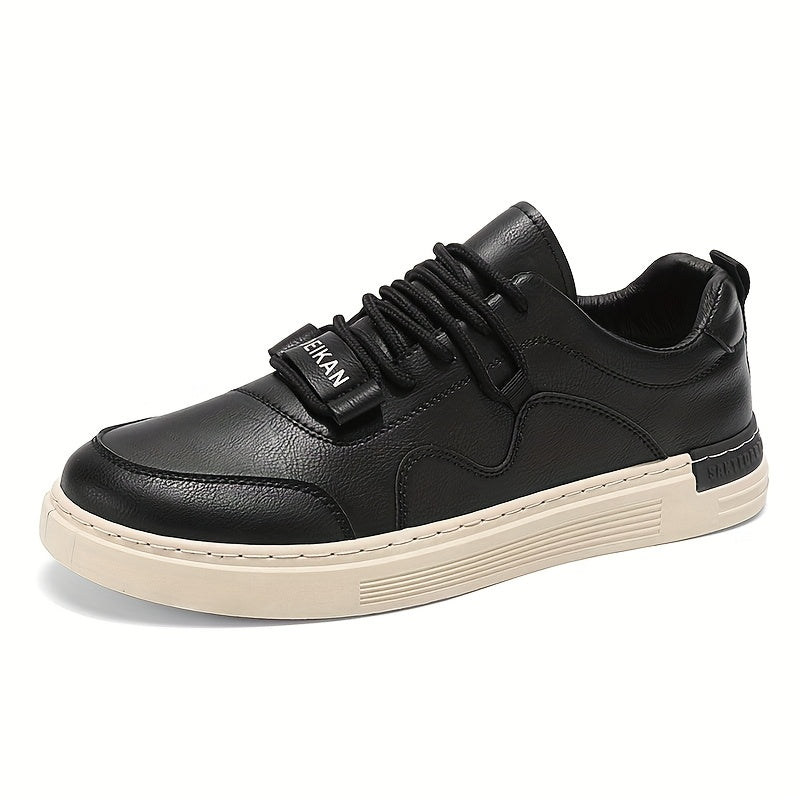 Men'S Casual Low-Top Sneakers - Lightweight, Comfortable & Versatile Skate Shoes in Black with White Accents, Lace-Up Design for Outdoor Hiking & Casual Wear, Outdoor Hiking Shoes | Stylish Lowtops | Comfortable Footwear