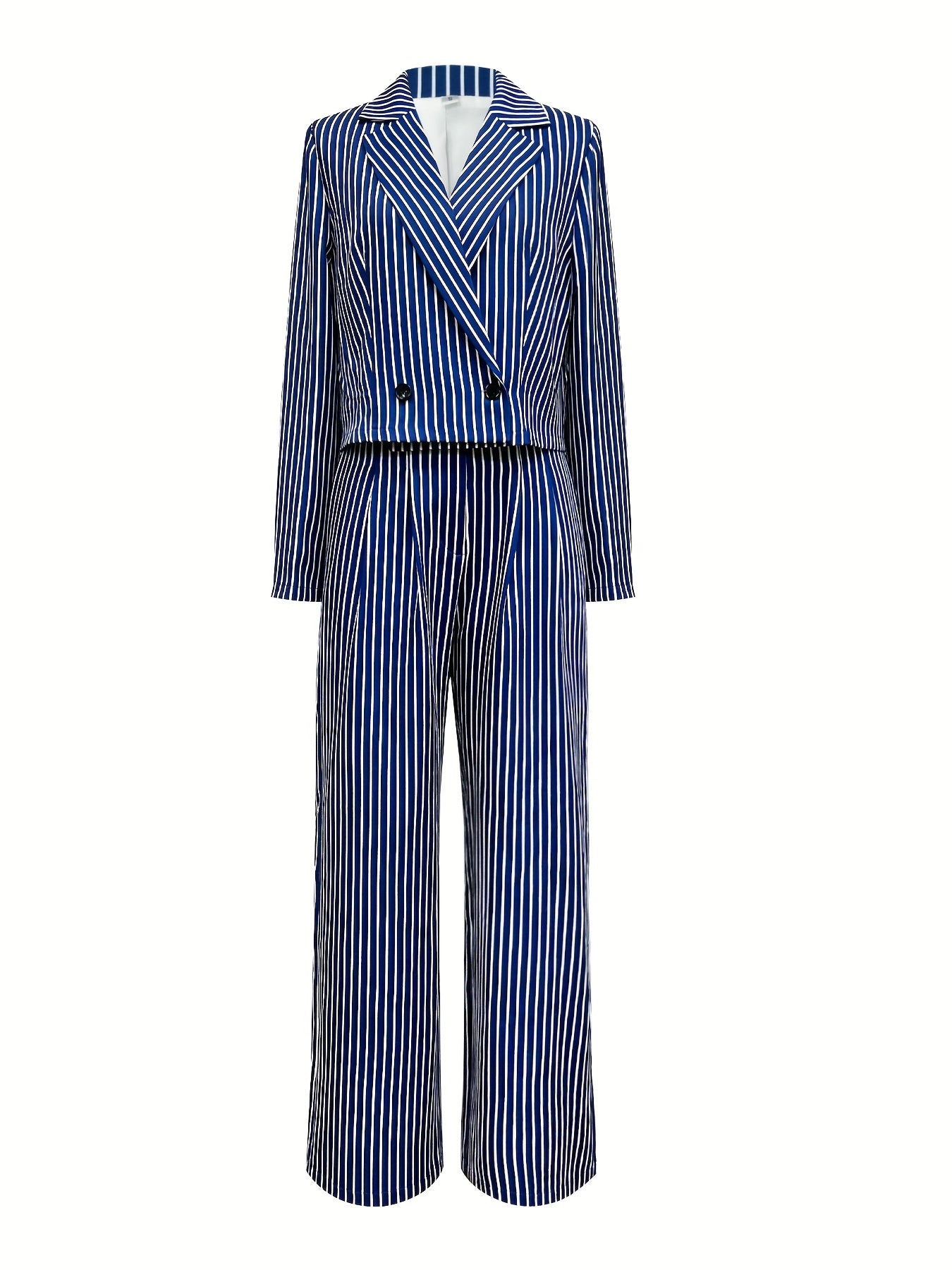 Women'S Temperament Commuter Striped Printed Casual Suit Two-Piece Set