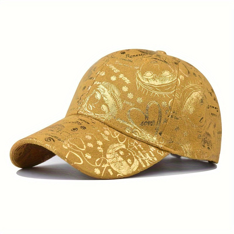 New Graffiti Baseball Caps Golden Stamping Outdoor Hip-hop Joker Cap Street Cool Baseball Hats for men and women Sports Hats Breathable Sun Cap Couple Caps Duckbill Cap