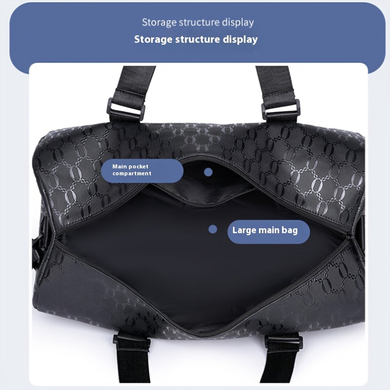 Unisex Hexagon Pattern Gym Duffel Bag - Large Capacity Fitness Travel Bag with Adjustable Shoulder Straps, Durable, Black for Yoga, Overnight Trips & Sports, Travel Luggage | Modern Fitness Bag | Sturdy Handles, Gym Accessori