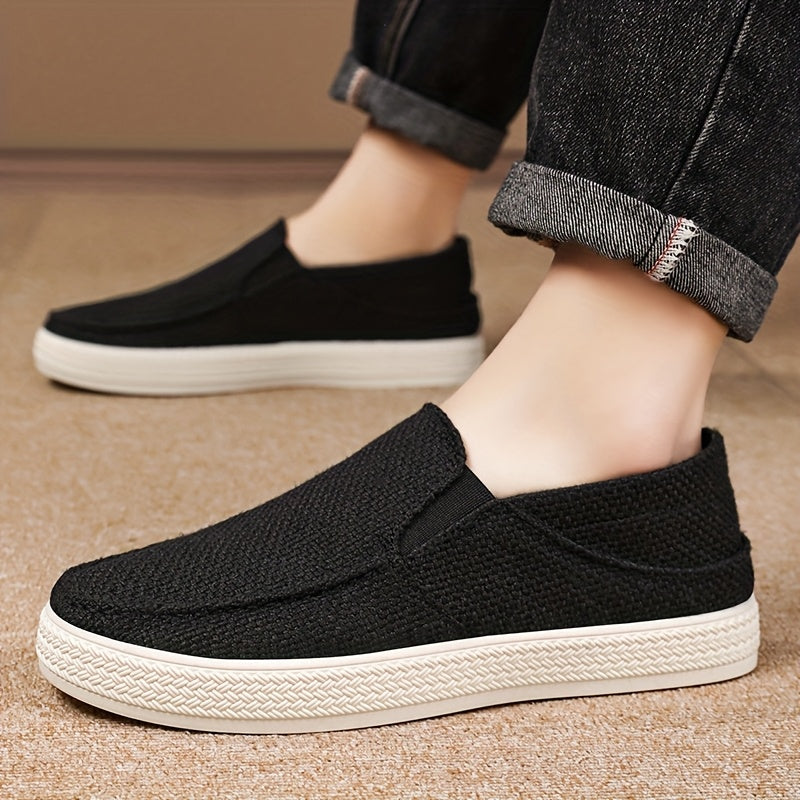 Men'S Summer Slip-On Casual Shoes - Lightweight Breathable Fabric Upper, Cushioned EVA Insole & Durable TPU Sole for Outdoor Travel, Parties, Hiking, Walking - Beige, Party Footwear, Minimalist Design, Comfortable Fit