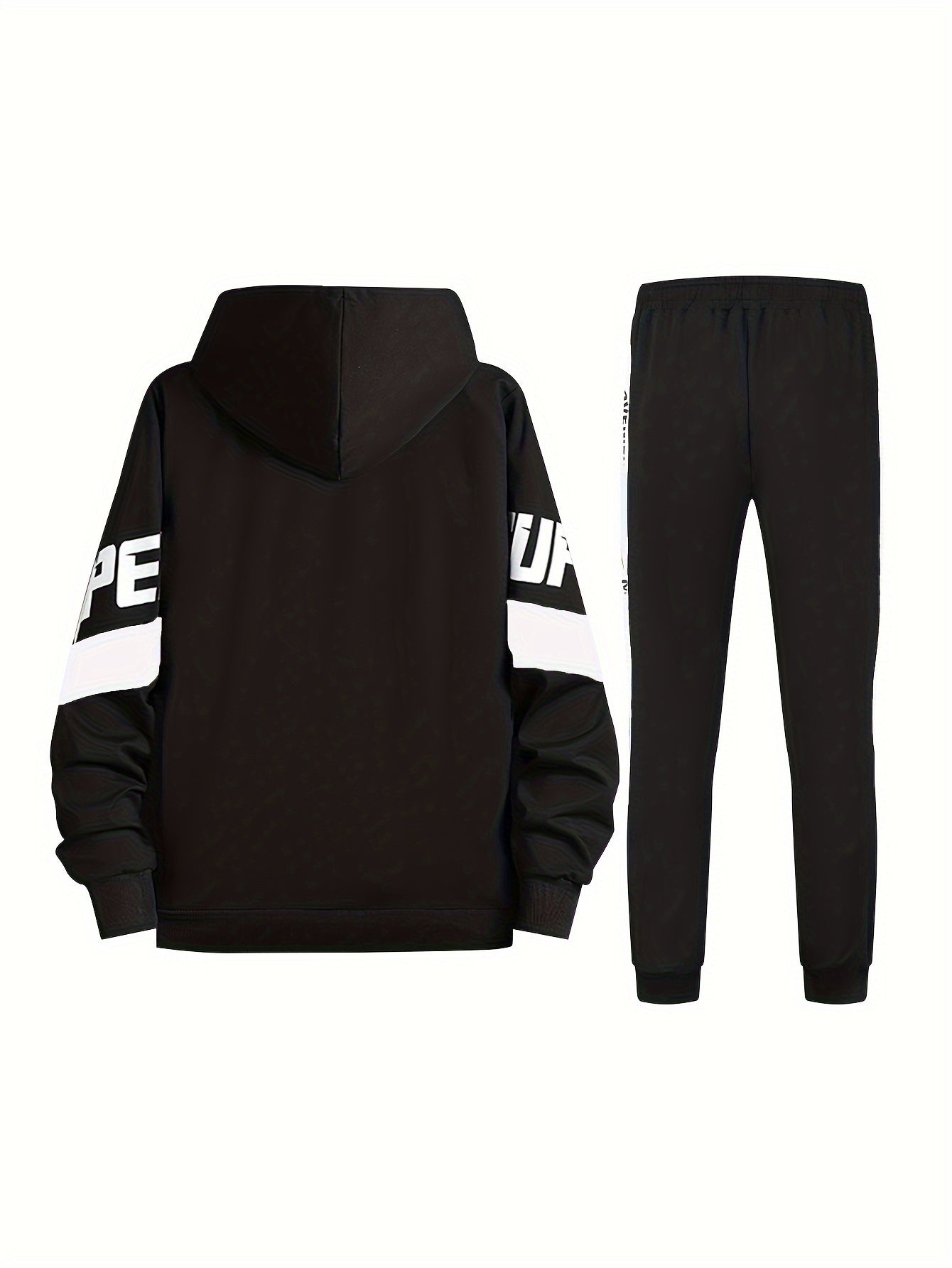 Classic Men's Athletic 2Pcs Tracksuit Set Casual Full-Zip Sweatsuits Long Sleeve Hoodie And Jogging Pants Set For Gym Workout Running
