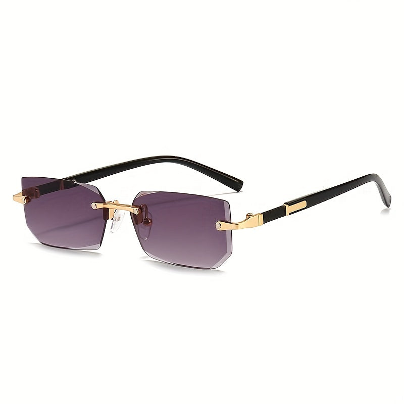 1pc Men's Fashion Rimless Fashion Glasses, Trendy Rimless Classic Small Square Summer Traveling Fashion Glasses, Ideal choice for Gifts