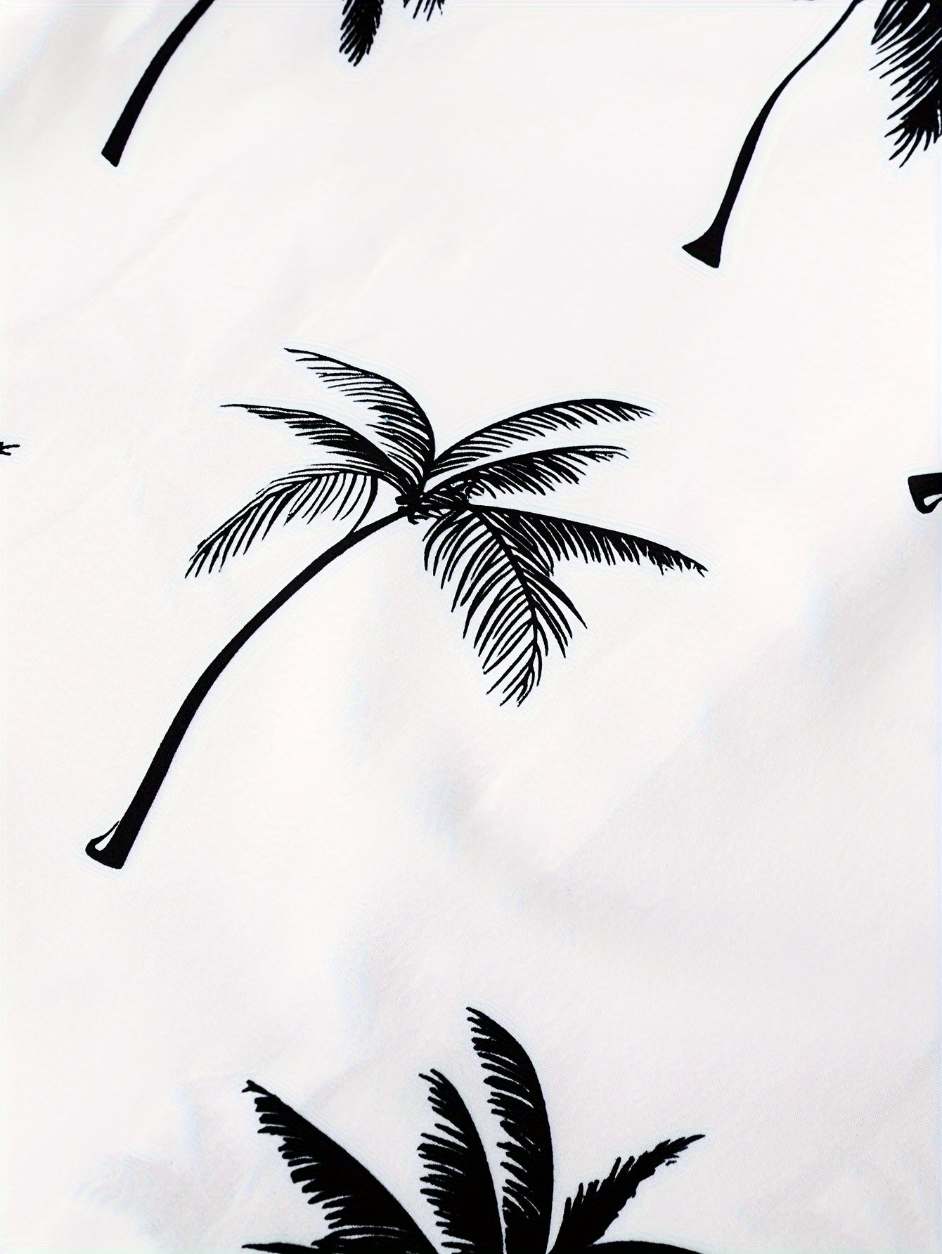2pcs Boys Casual Coconut Tree Graphic Print Short Sleeve Lapel Shirt & Shorts Set, Comfy Summer Boys Clothing For Daily & Outdoor Wear