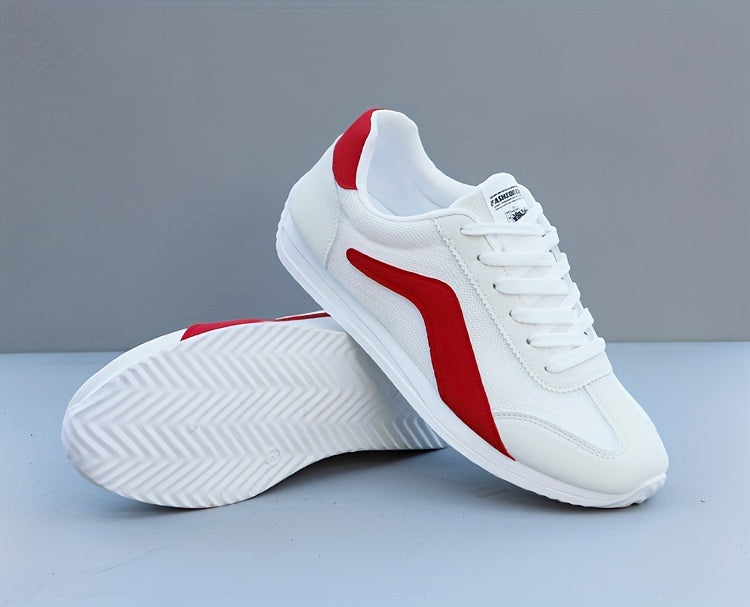 Fashion Sneakers Men'S Breathable Mesh Casual Sports Running Shoes - Striped Low Top Lace-Up Round Toe Comfort Footwear for All Seasons - PVC Sole, Fabric Insole, Everyday & Athletic Use