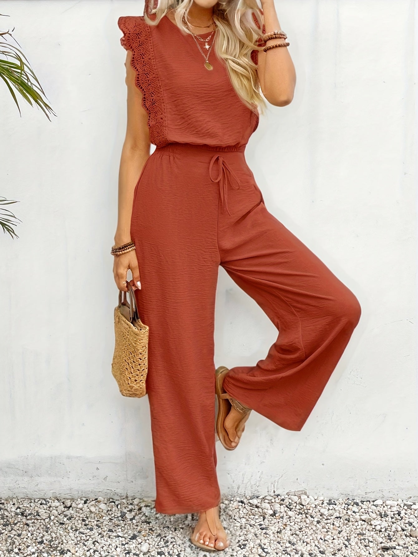 Elegant Exclusive Lace Trim Short Pants Set