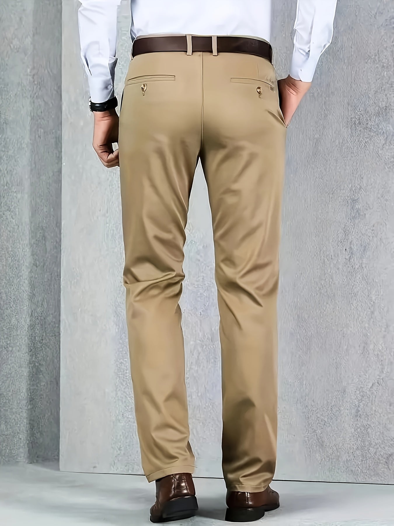 Four Seasons Men's New Casual Formal Pants Business Style Trendy Casual Long Pants Fashionable Versatile Men's Elastic Western Pants Comfortable Classic Design Casual Wear