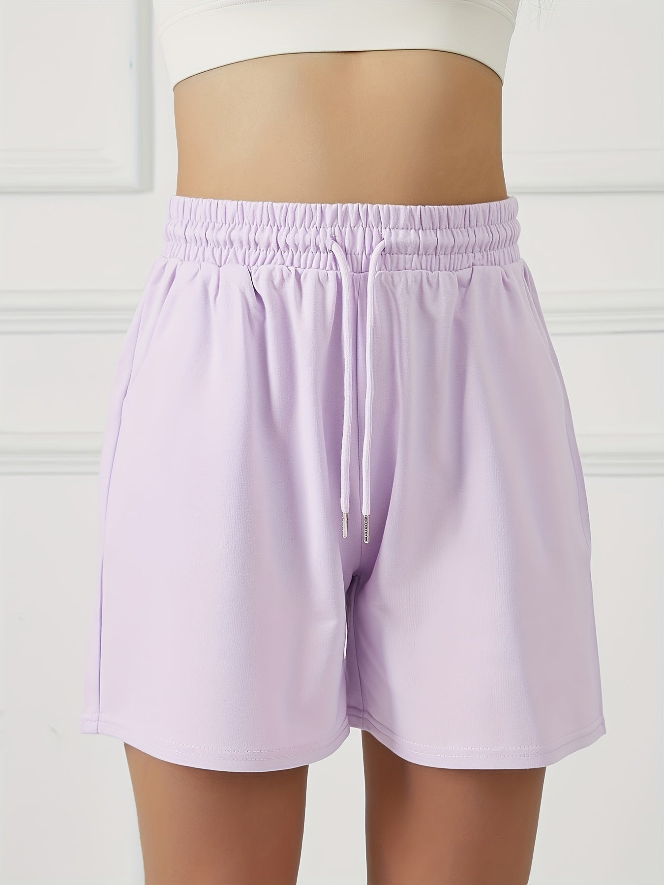 Summer Women'S Casual Shorts with Two Pockets, Drawstring Waist, Suitable for Running, Yoga, And Workouts, Loose And Comfortable, Five-Point Length.