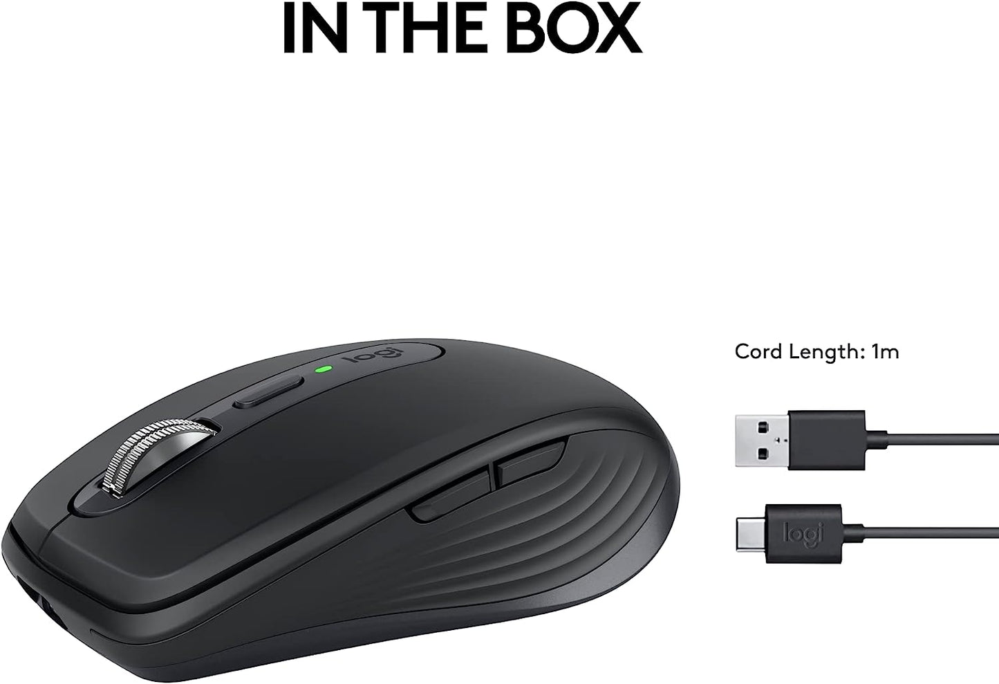 Logitech MX Anywhere 3S Compact Wireless Mouse, Fast Scrolling, 8K DPI Any-Surface Tracking, Quiet Clicks, Programmable Buttons, USB C, Bluetooth, Windows PC, Linux, Chrome, Mac - Graphite