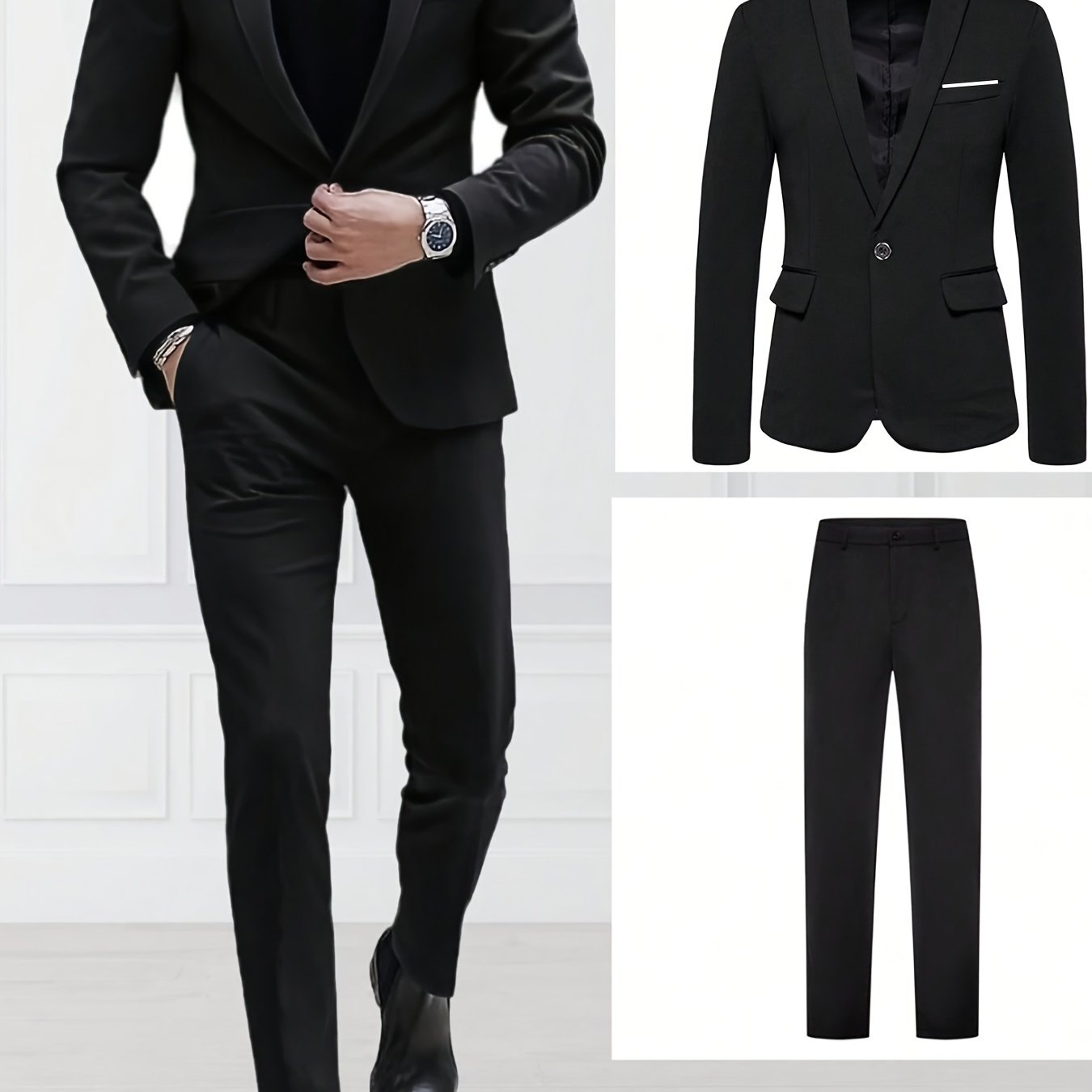 Men's High-end New Suit Set 2pcs Suit and Trousers Fashionable for Wedding Banquet Party