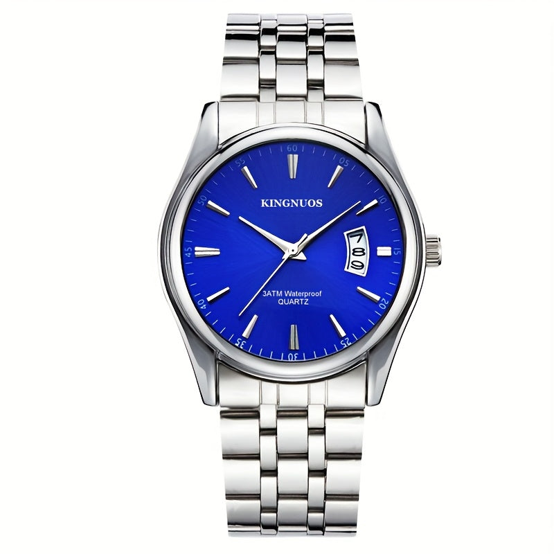 1pc New Fashion Stainless Steel Trendy High-end Atmosphere Luxury Elegant Business Travel Vacation Simple Versatile Men'S and Women'S Quartz Watch with Date