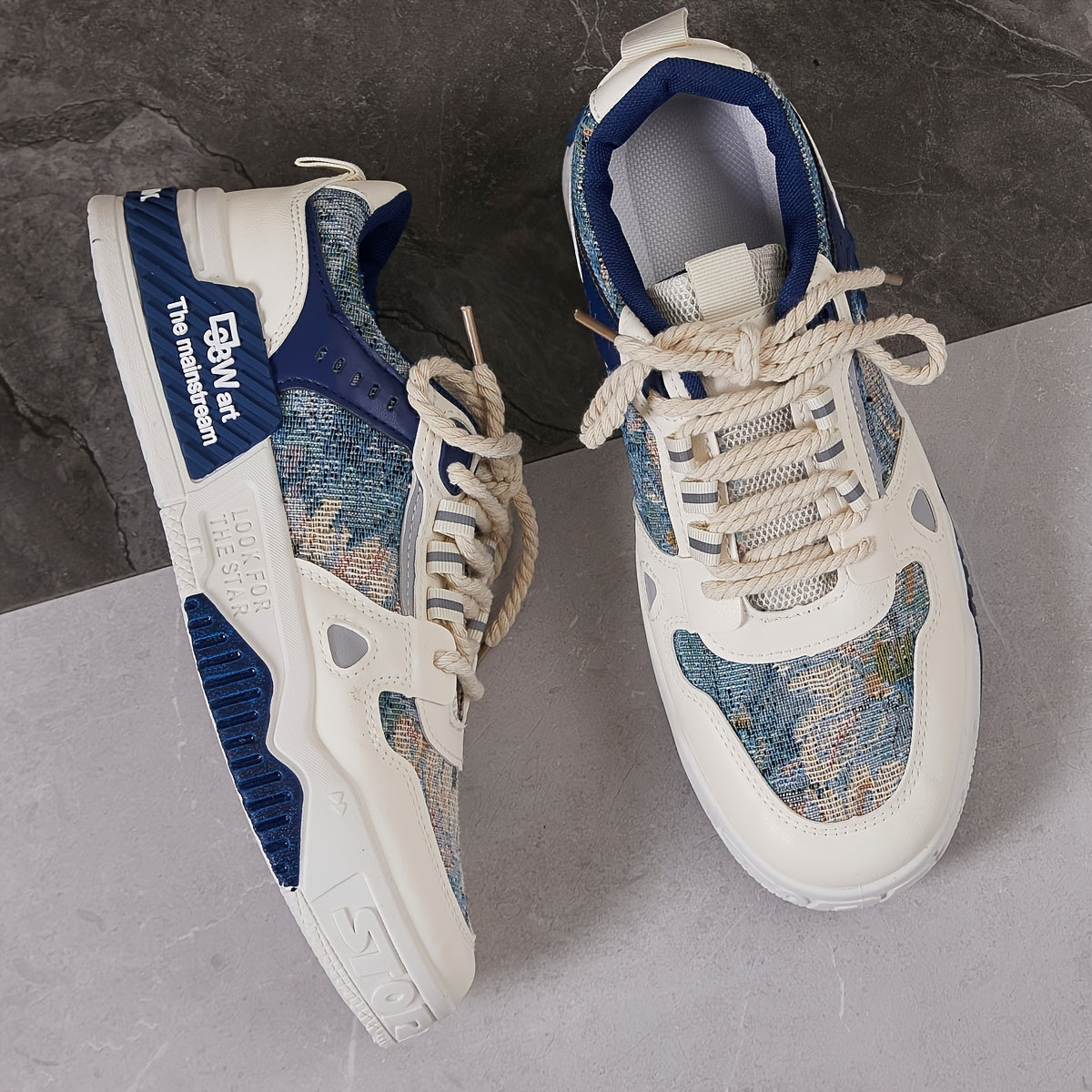 Men's Trendy All-Season Sneakers - Breathable, Non-Slip Casual & Sport Shoes with Thick Platform Sole, Lace-Up Design, Fashion Sneakers