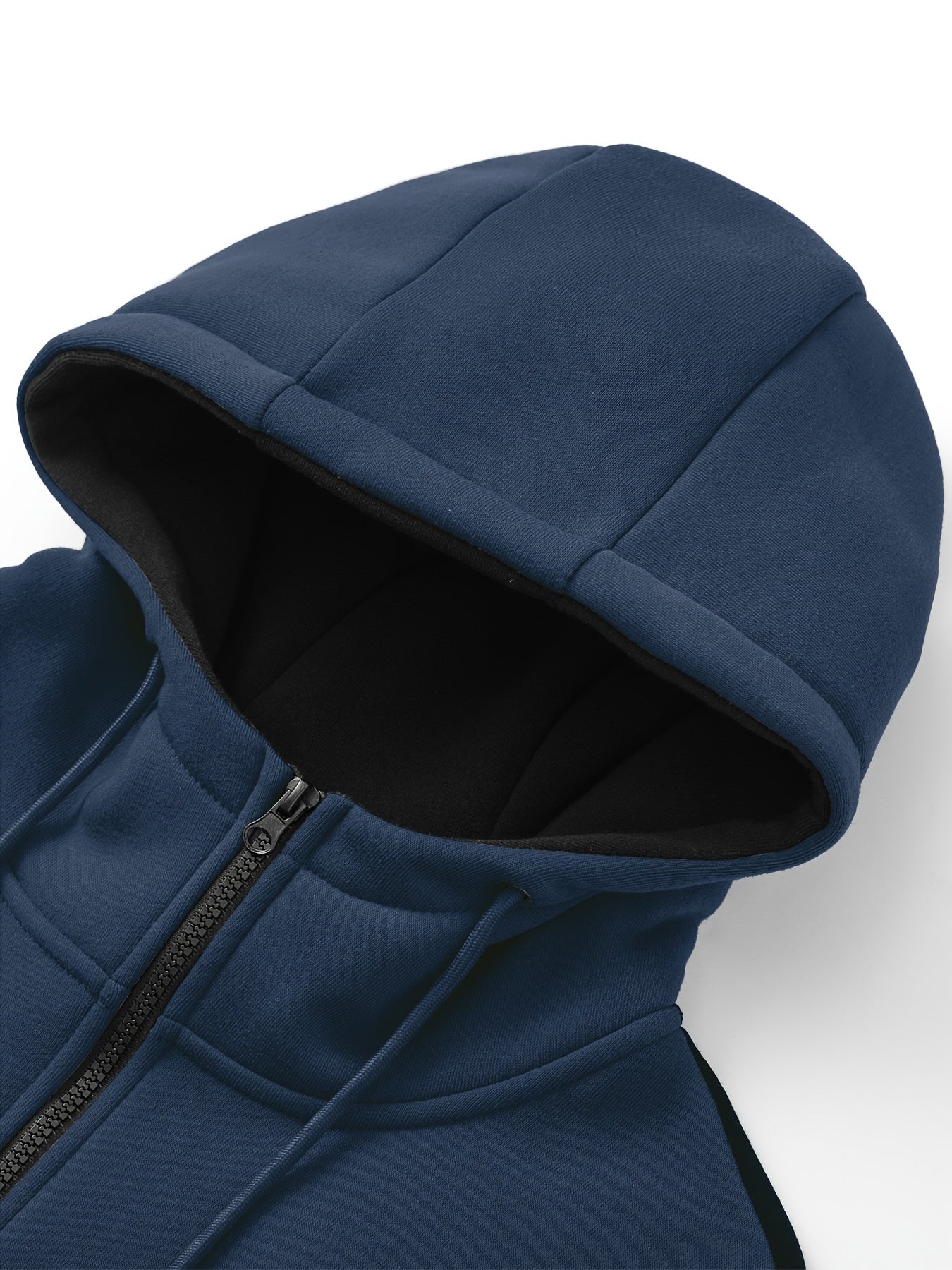 Men'S Casual Hoodie Set for Autumn And Winter, Featuring a Hooded Sweatshirt And a Sporty Cardigan in a Patchwork Design.