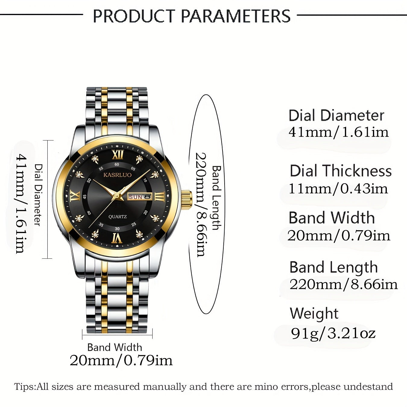 1pc KASRLUO Men'S Business Sports Watch - Stainless Steel Band, Double Date Display, Quartz Movement, Round Alloy Case, Electronic Drive, Calendar Feature, Ideal Gift for Men, KASRLUO