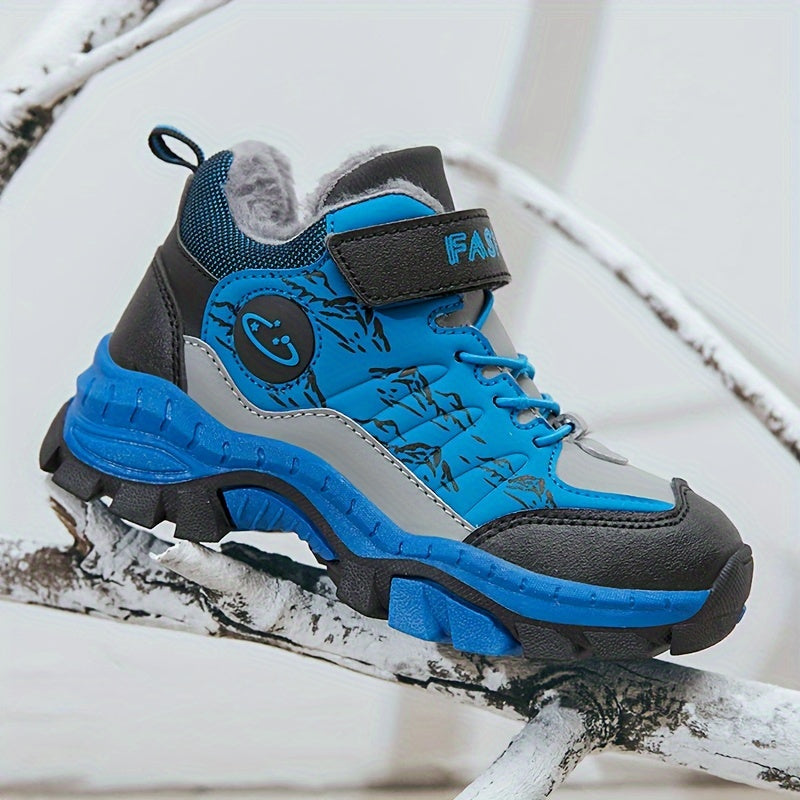Teen Comfort Plush Lined Hiking Shoes are warm, durable, and comfortable for boys and girls, perfect for fall/winter outdoor adventures, warm and comfortable