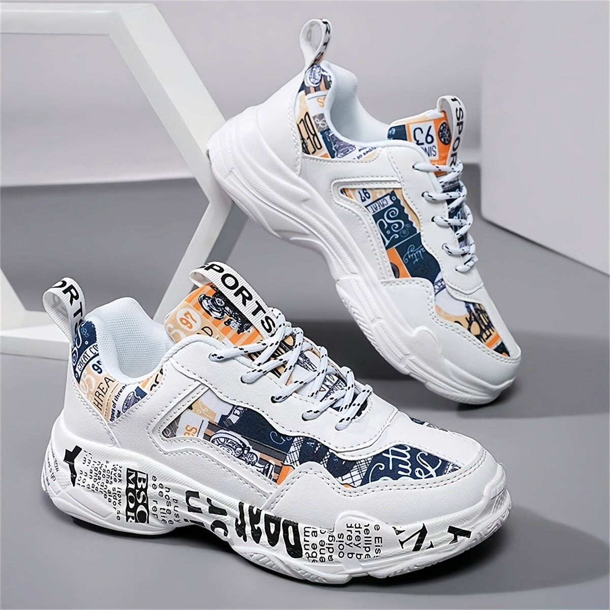 Women'S Fashion Sneakers, Non-Slip Durable Casual Sports Shoes, All-Season Low Top Lace-Up, Plain Toe, Fabric Upper/Inner, MD Sole, Fabric Insole - Hand Washable
